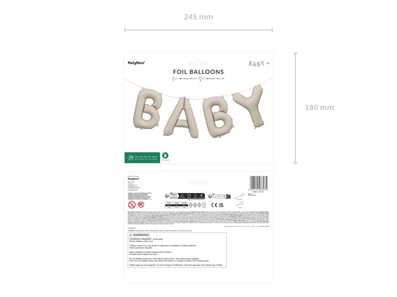 Balon foliowy Baby, 140x43 cm, beż