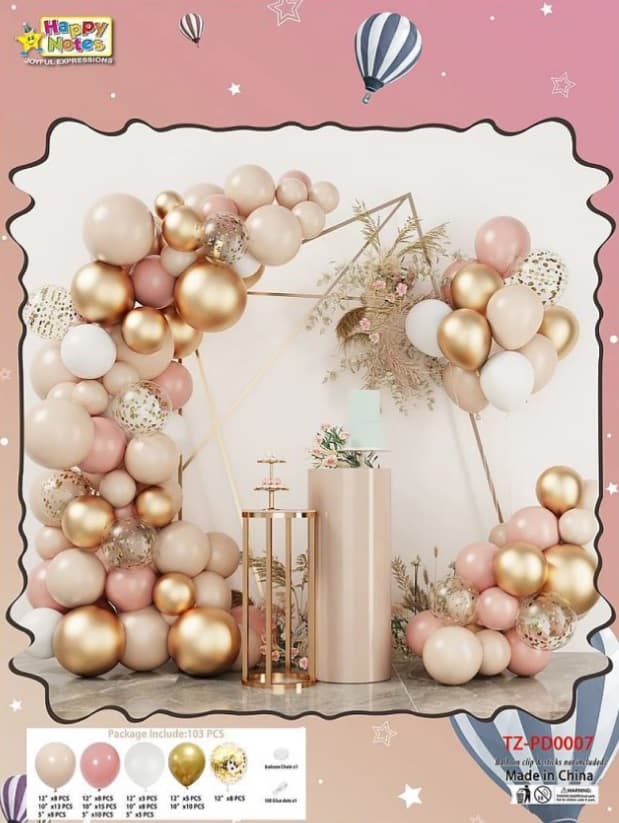 Girlanda zestaw balonów rose gold złoto - 103 szt