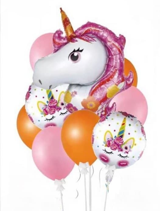 Zestaw balonów dla dziewczynki - jednorożec 9 szt.