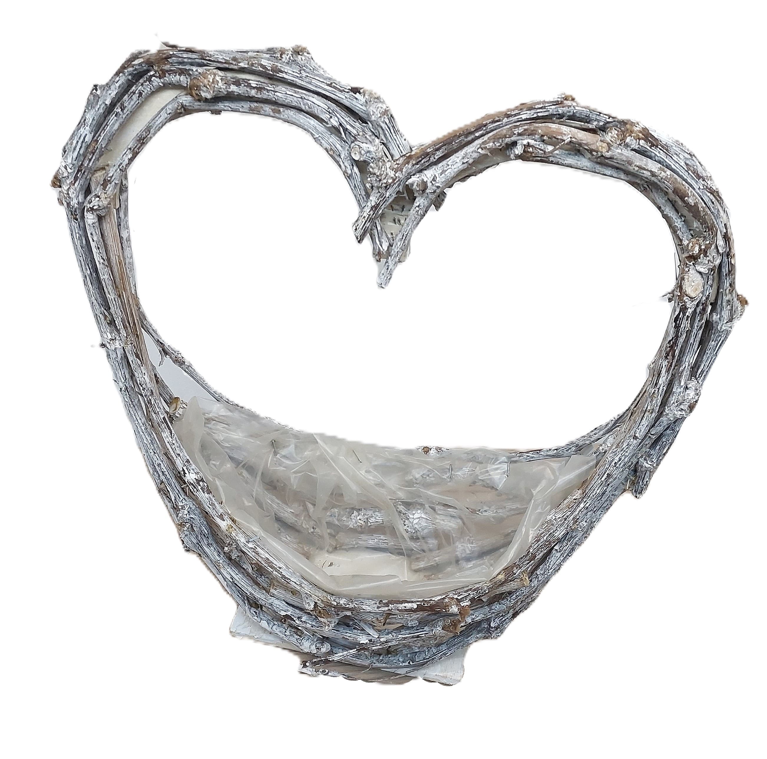 Osłonka drewniana serce SZARA - 34x34 cm