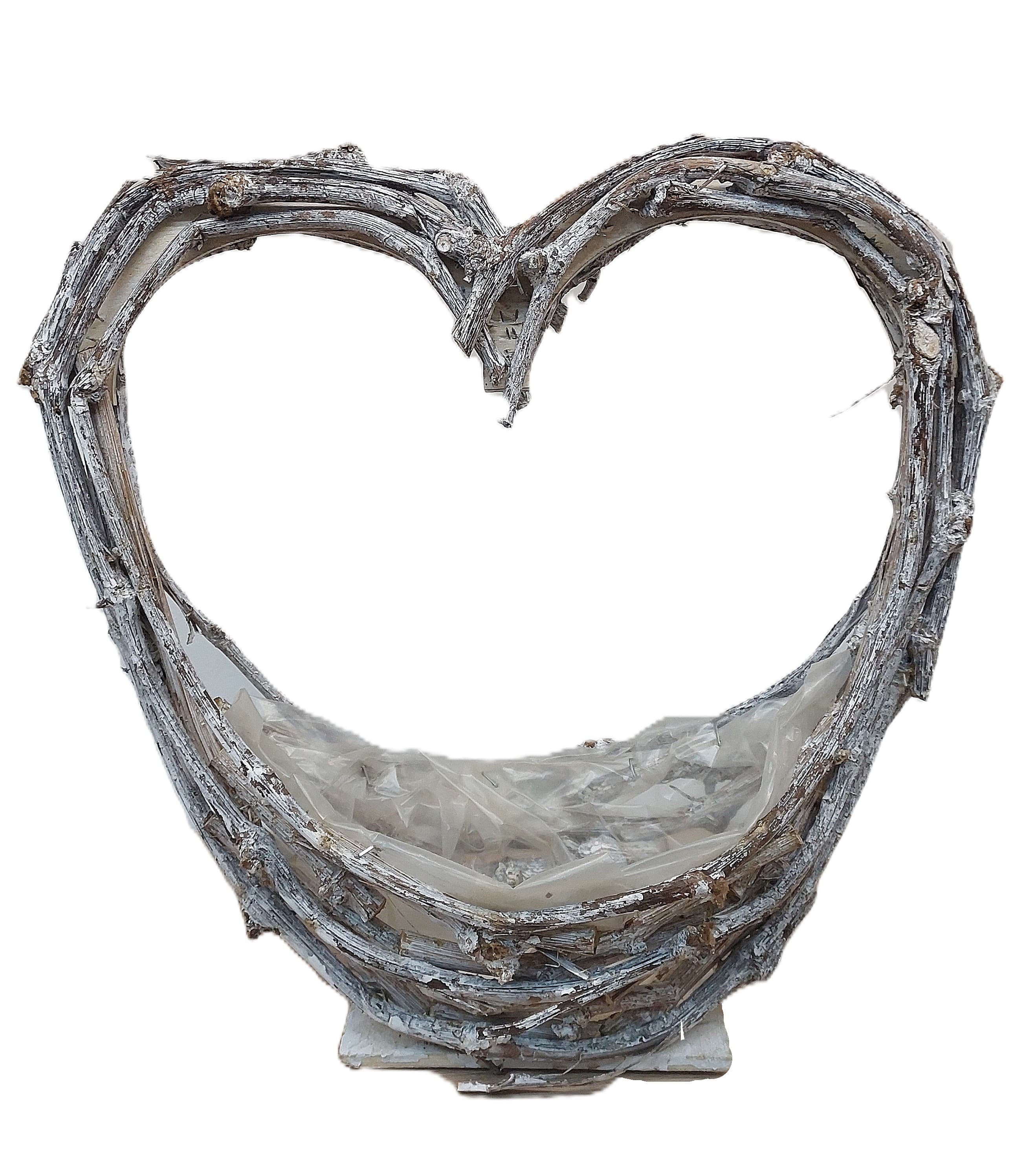 Osłonka drewniana serce SZARA - 34x34 cm