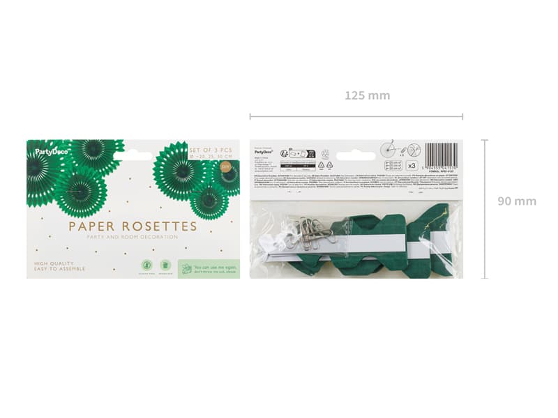 Rozety dekoracyjne, ciemny zielony, 20-30cm