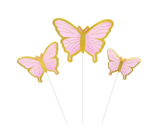 Toppery na Tort  MOTYLE 10 SZT RÓŻÓWE