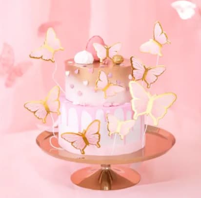 Toppery na Tort  MOTYLE 10 SZT RÓŻÓWE