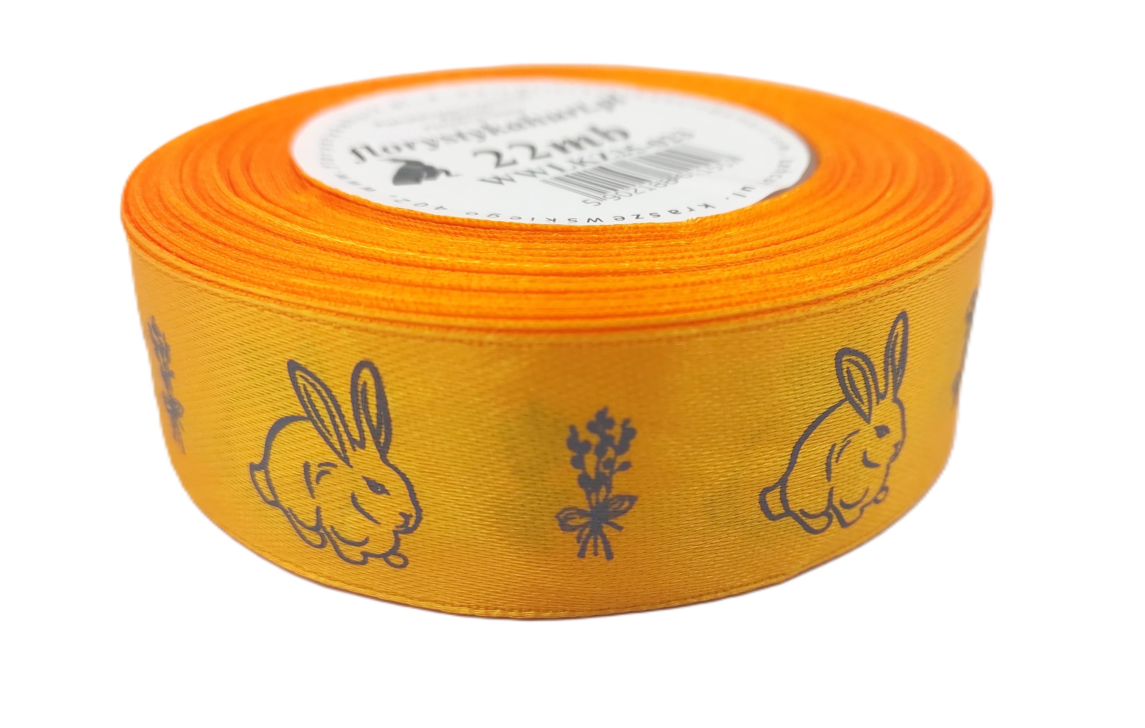 Wstążka satynowa WIELKANOC królik 25mm/22mb, jajko