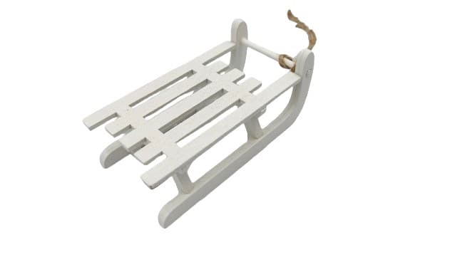 Zawieszka drewniane sanki - białe  9x5 cm