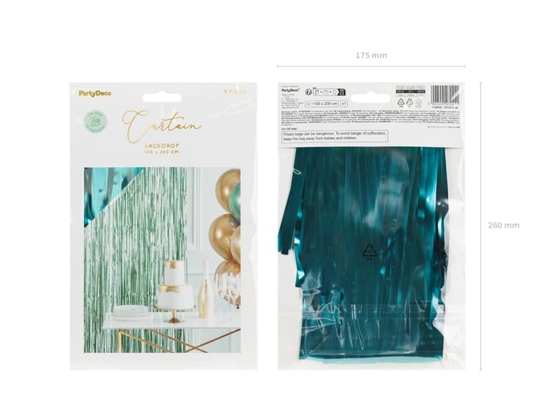 Kurtyna Party, butelkowa zieleń, 100x200cm