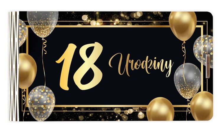 Pudełko drewniane na pieniądze czarne Osiemnastka