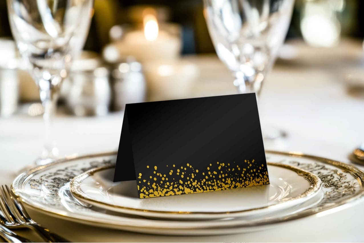 Winietki uniwersalne CZARNO ZŁOTE kropeczki 10 szt