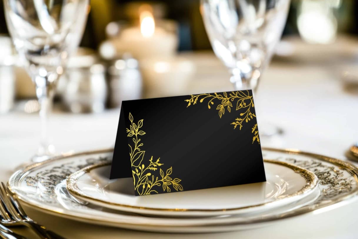 Winietki uniwersalne CZARNO ZŁOTE gałązki 10 szt