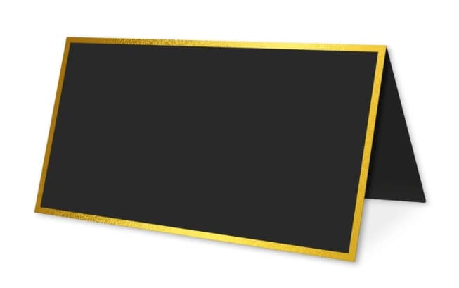 Winietki uniwersalne CZARNE złota ramka 10 szt