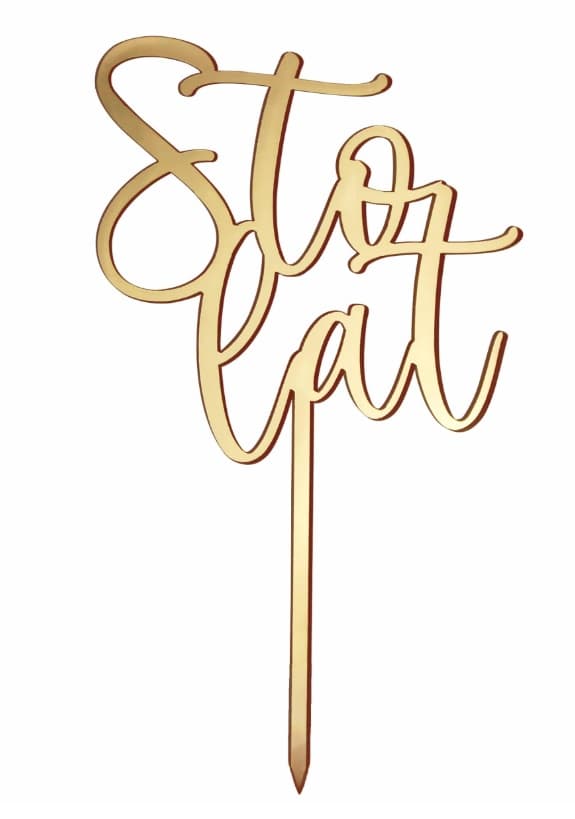 Złoty topper na tort STO LAT - urodziny