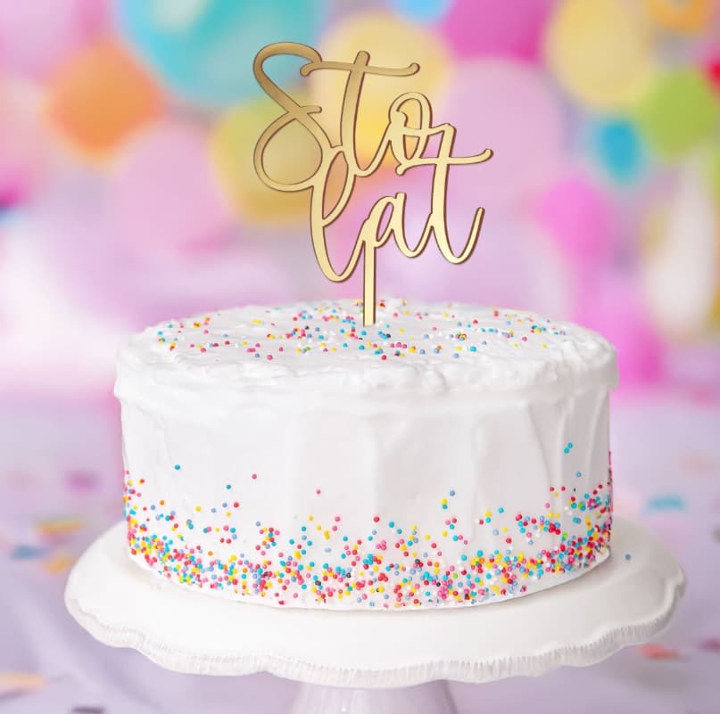 Złoty topper na tort STO LAT - urodziny