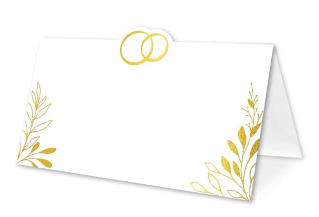 Winietki ŚLUBNE BIAŁE - ZŁOTE OBRĄCZKI 10 szt