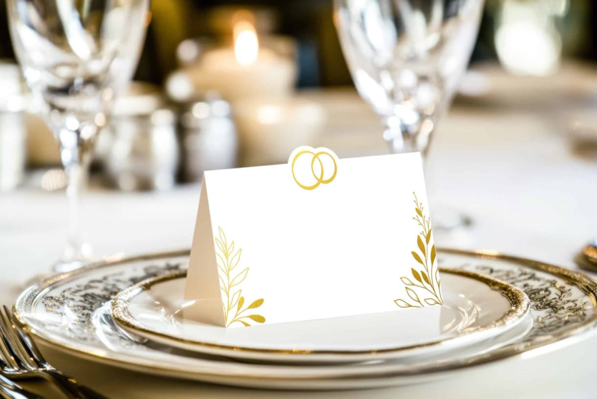 Winietki ŚLUBNE BIAŁE - ZŁOTE OBRĄCZKI 10 szt