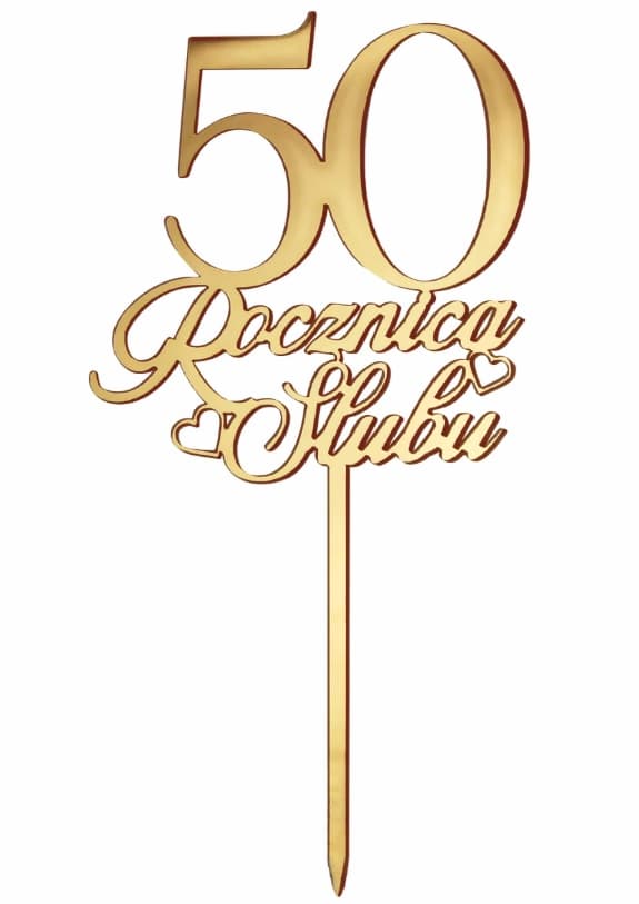 Złoty topper na tort 50 Rocznica Ślubu