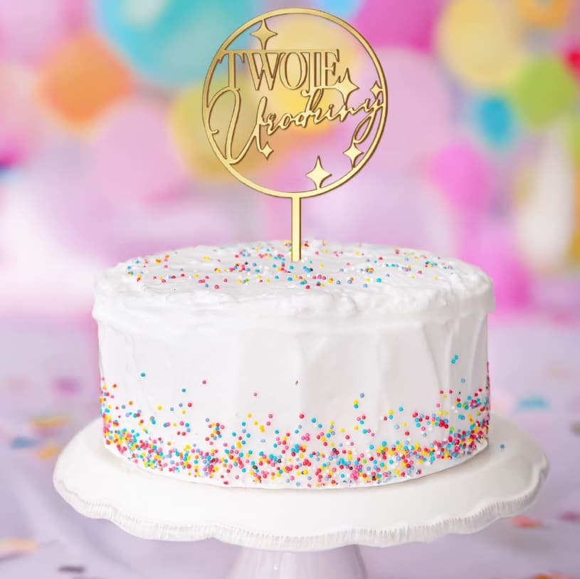 Złoty topper na tort TWOJE URODZINY 