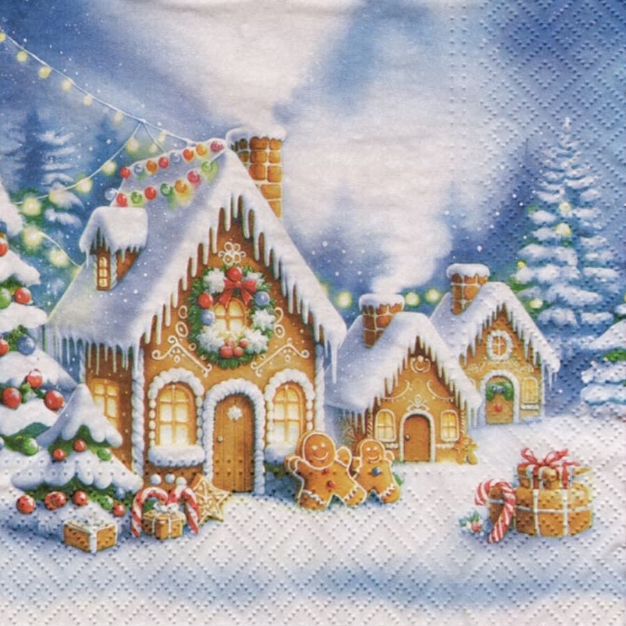 Serwetki świąteczne - PIERNIKOWE DOMKI 33x33cm