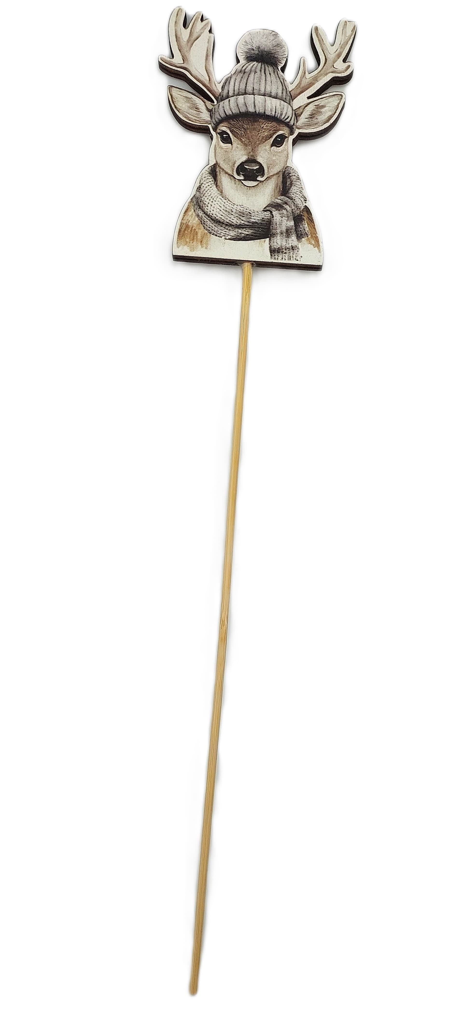 Drewniany JELONEK w czapce na piku 10x7 cm 1sztuka