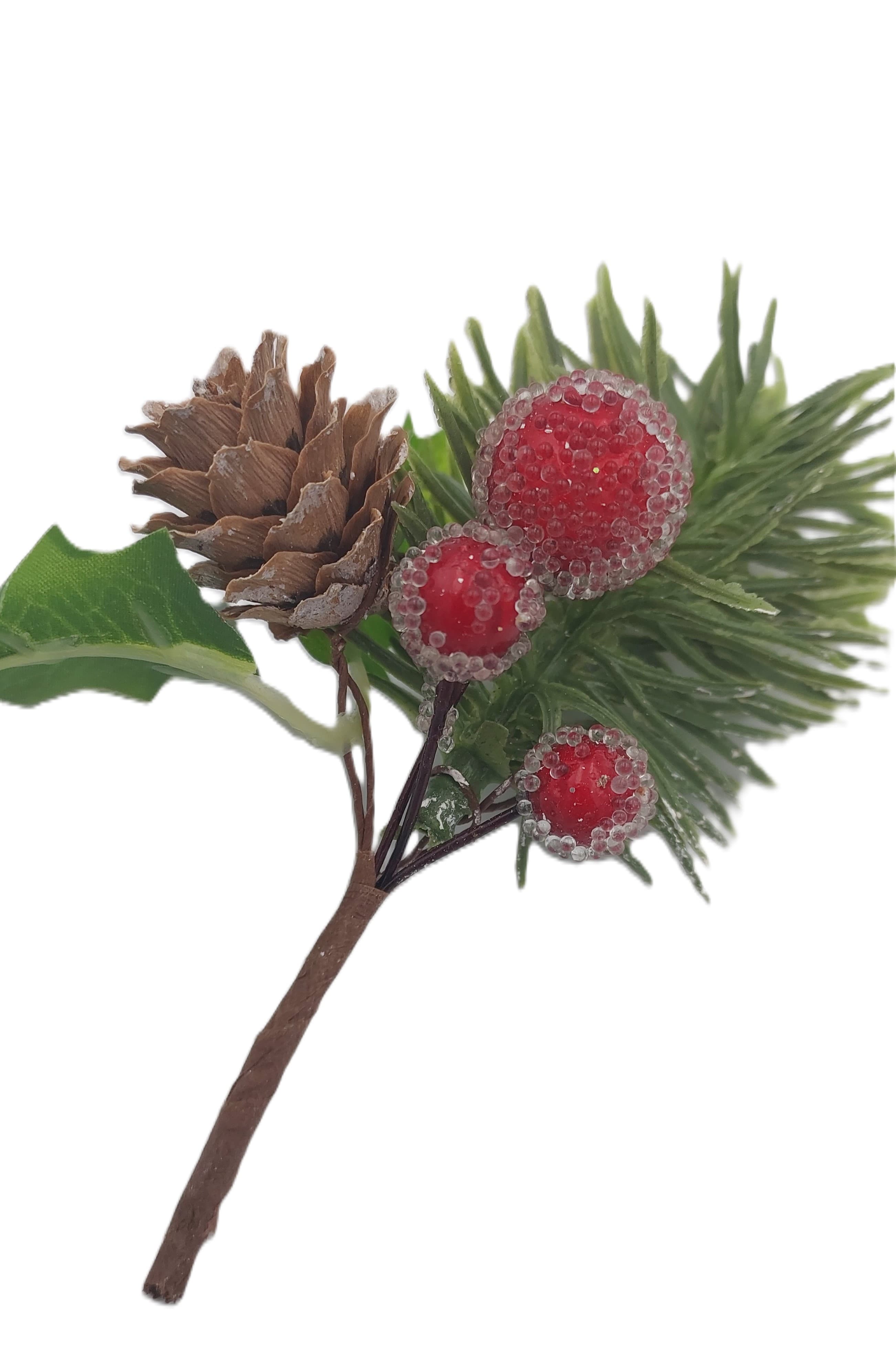 Sztuczna MINI świąteczna gałązka dekoracyjna 11 cm