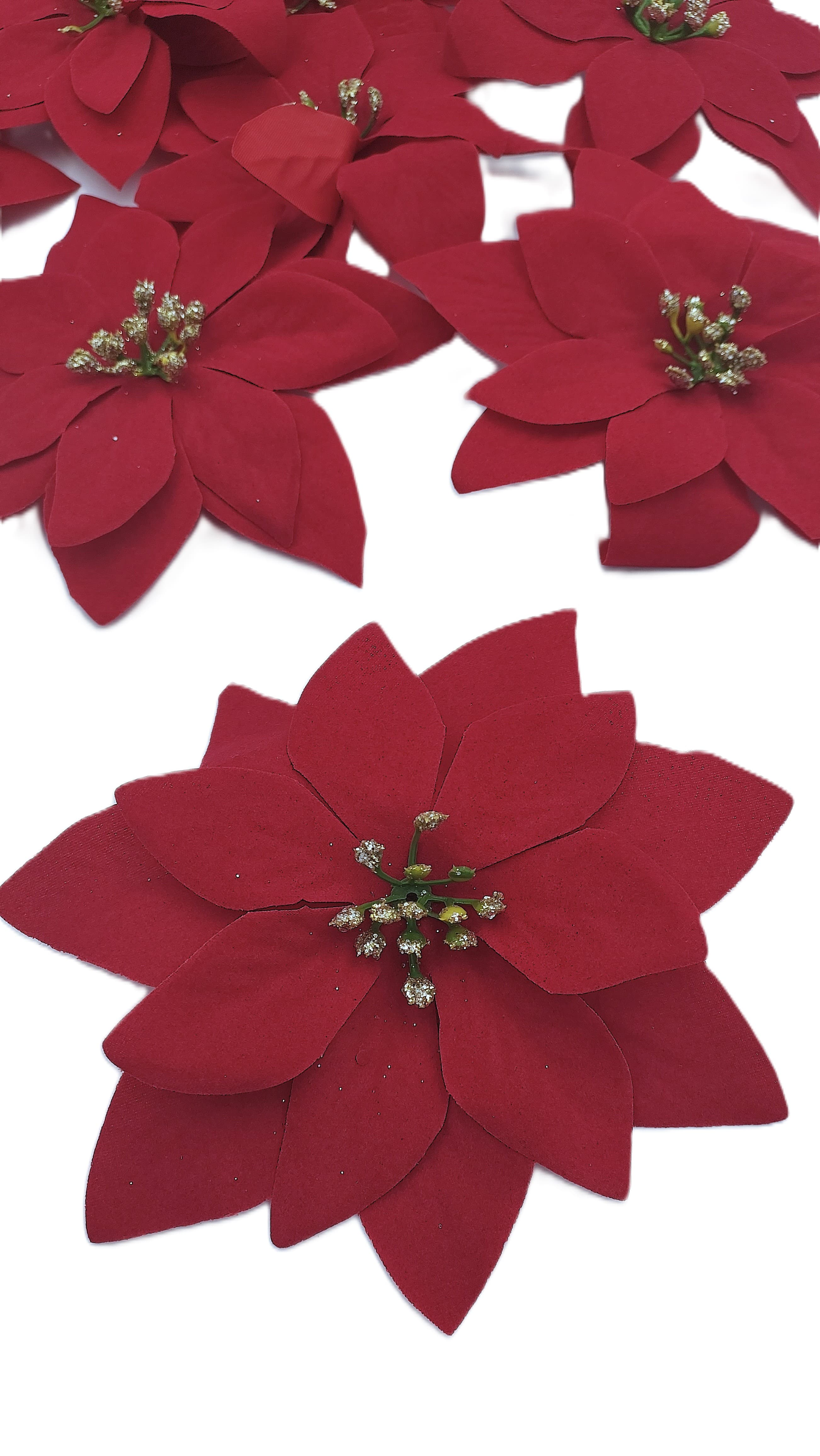 Poisecja średnia czerwona welurowa 13 cm - 12 szt.