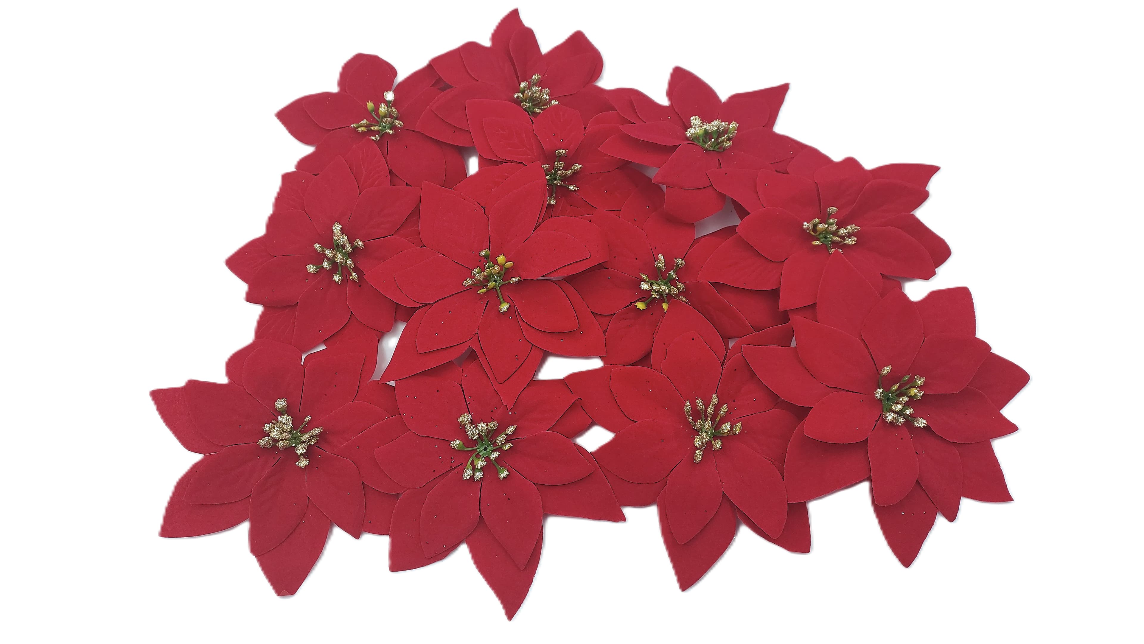 Poisecja średnia czerwona welurowa 13 cm - 12 szt.