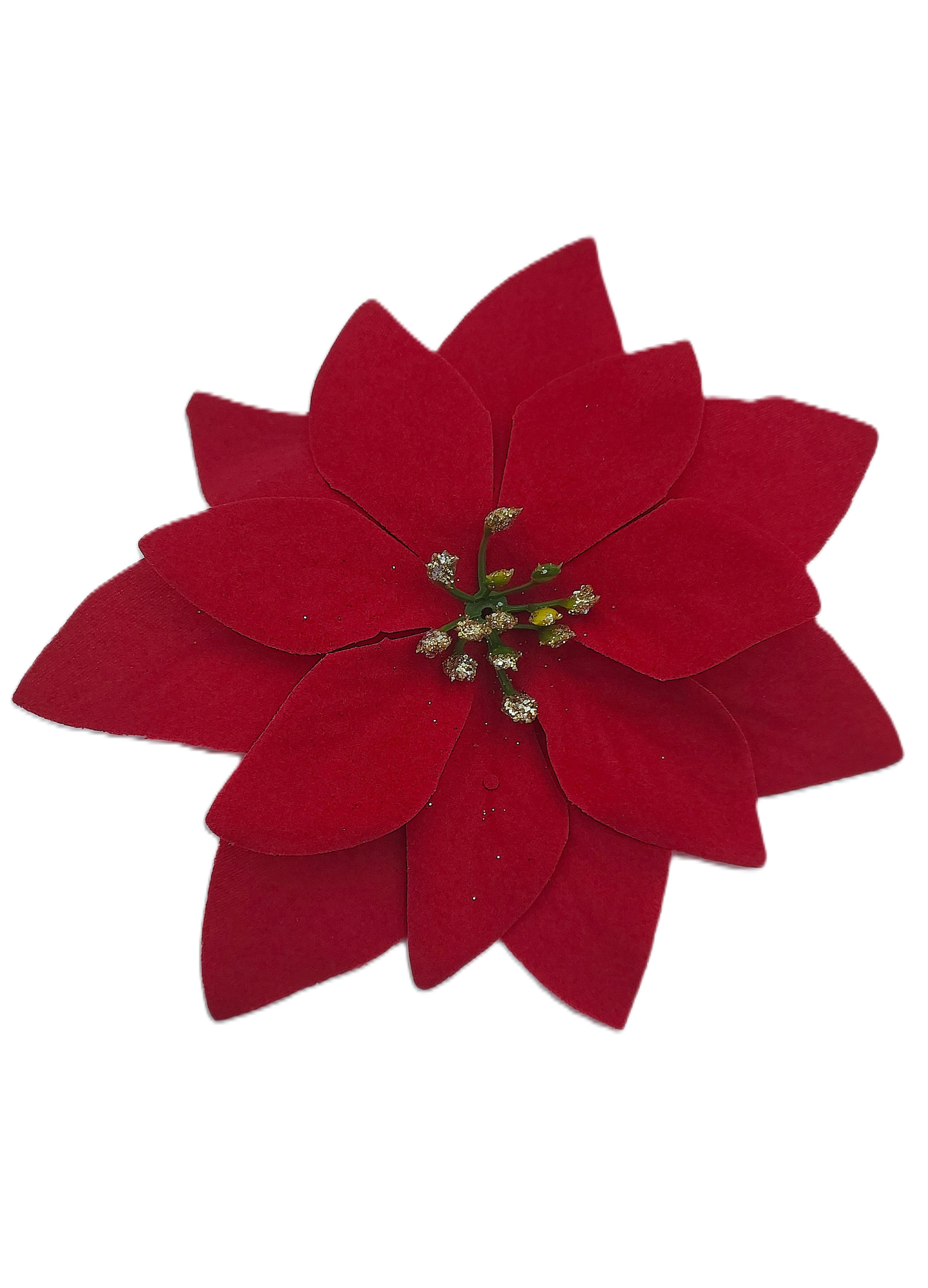 Poisecja średnia czerwona welurowa 13 cm - 12 szt.