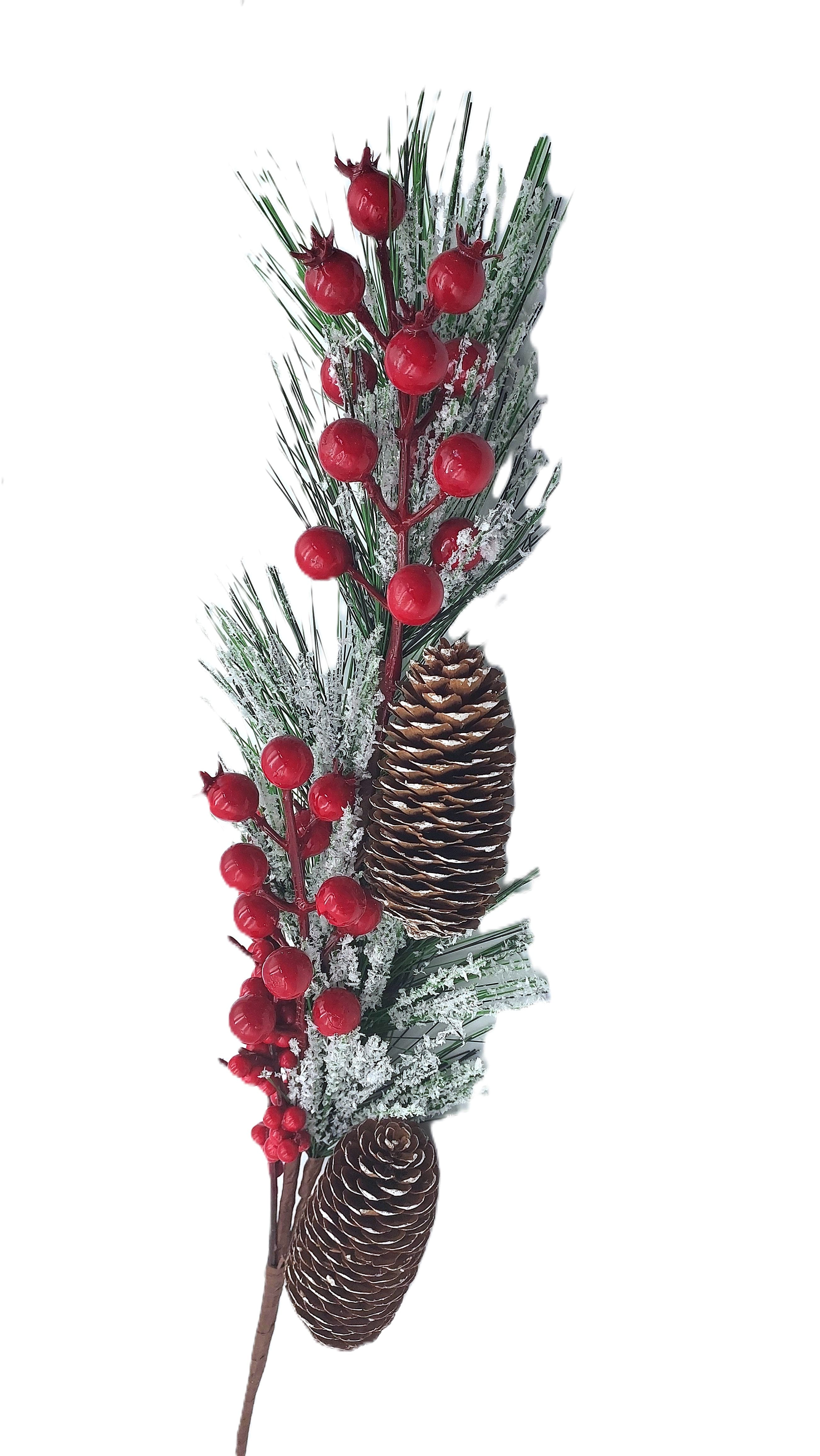 Długa świąteczna gałązka dekoracyjna 62 cm