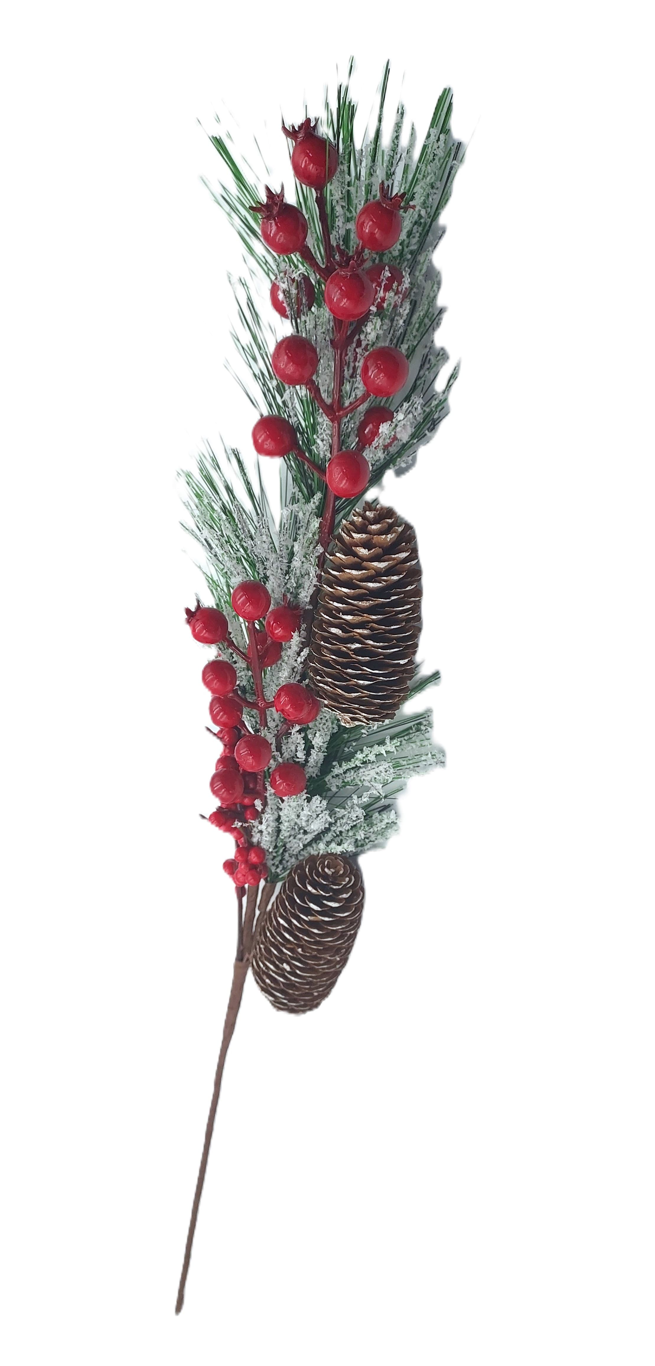 Długa świąteczna gałązka dekoracyjna 62 cm