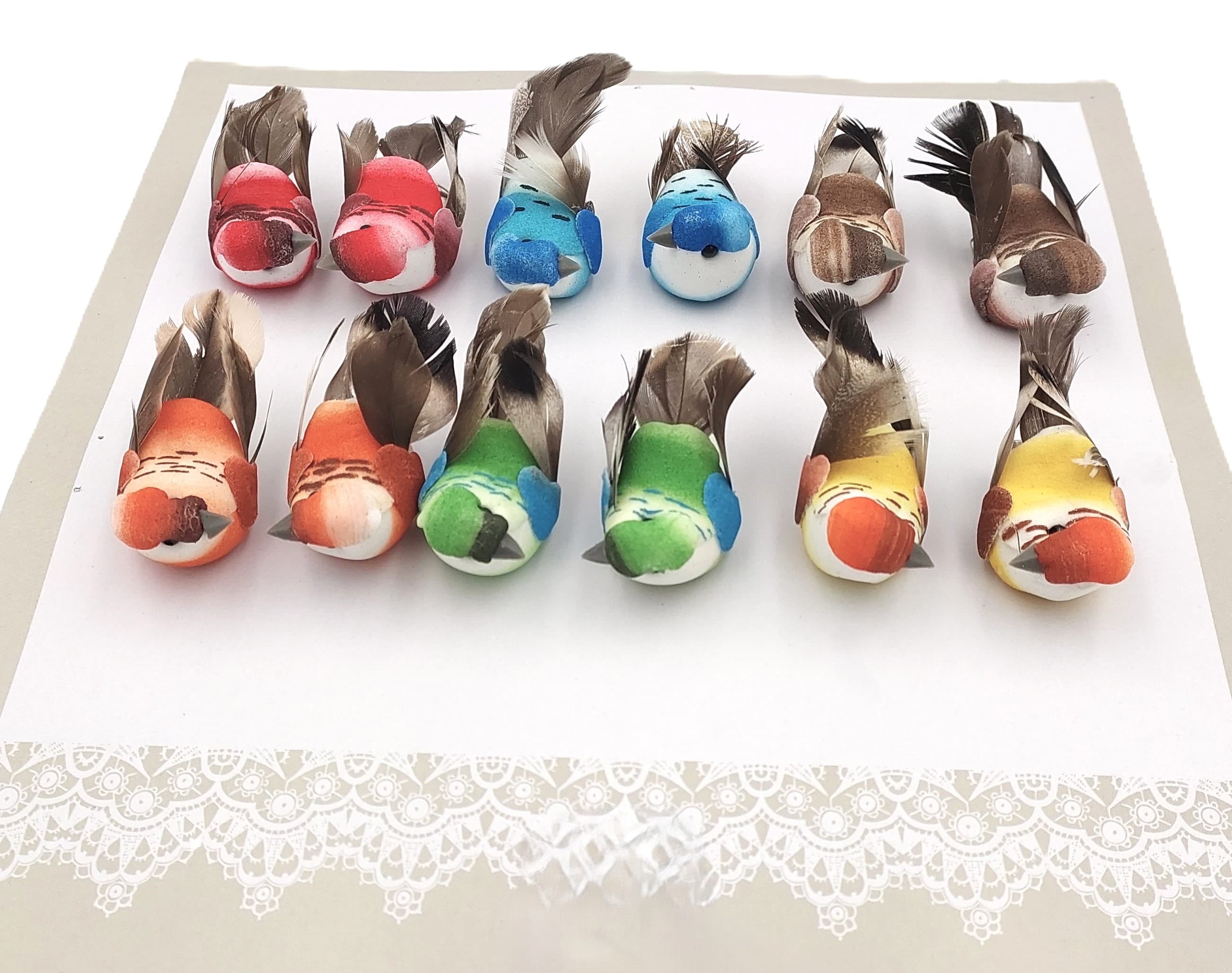 Ptaki kolorowe duże na klipsie, 5x2cm/12 szt.