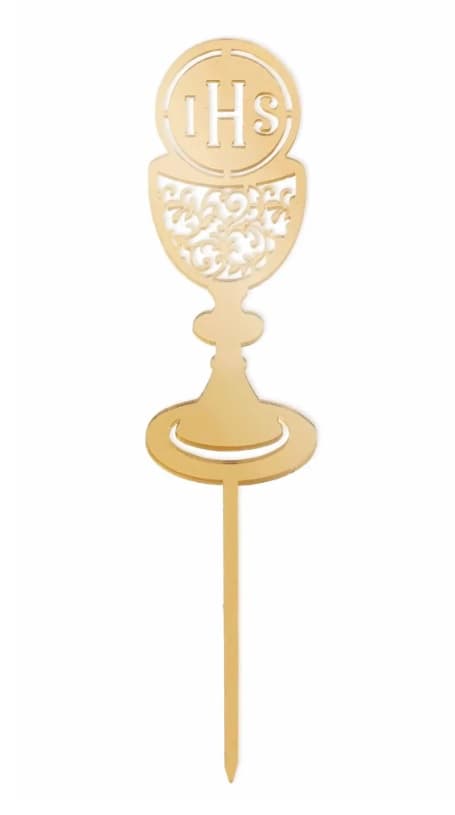 Złoty topper lustrzany Kielich, Hostia na Komunię