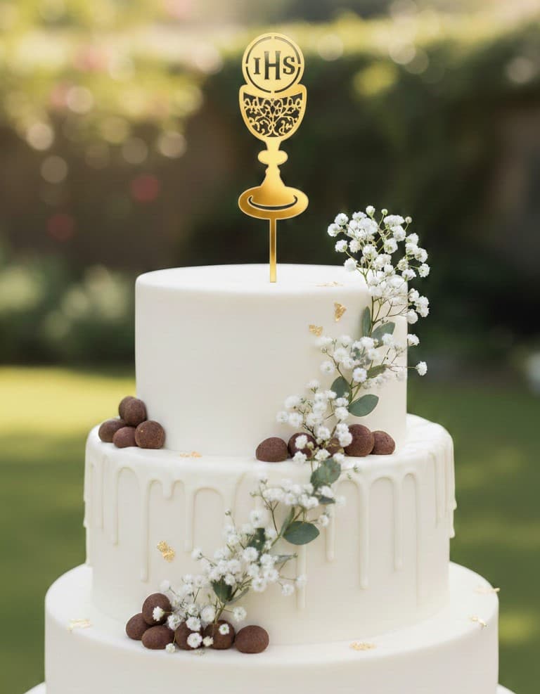 Złoty topper lustrzany Kielich, Hostia na Komunię