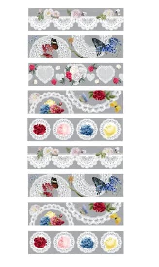 Zestaw 9 owijek z koronkowymi z motywem kwiatów