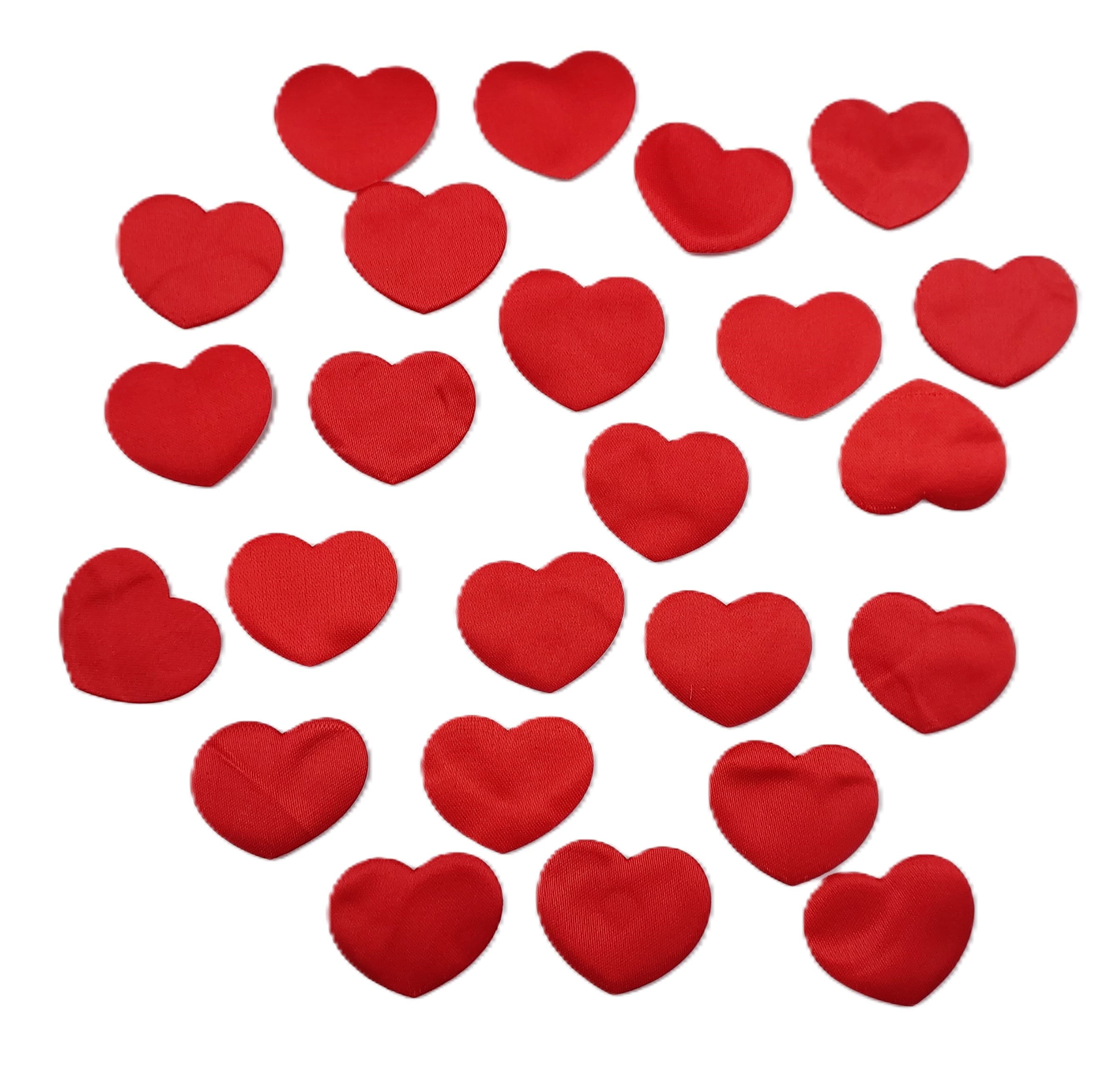 Przyklejki atłasowe czerwone serca 3x2 cm ok.24szt