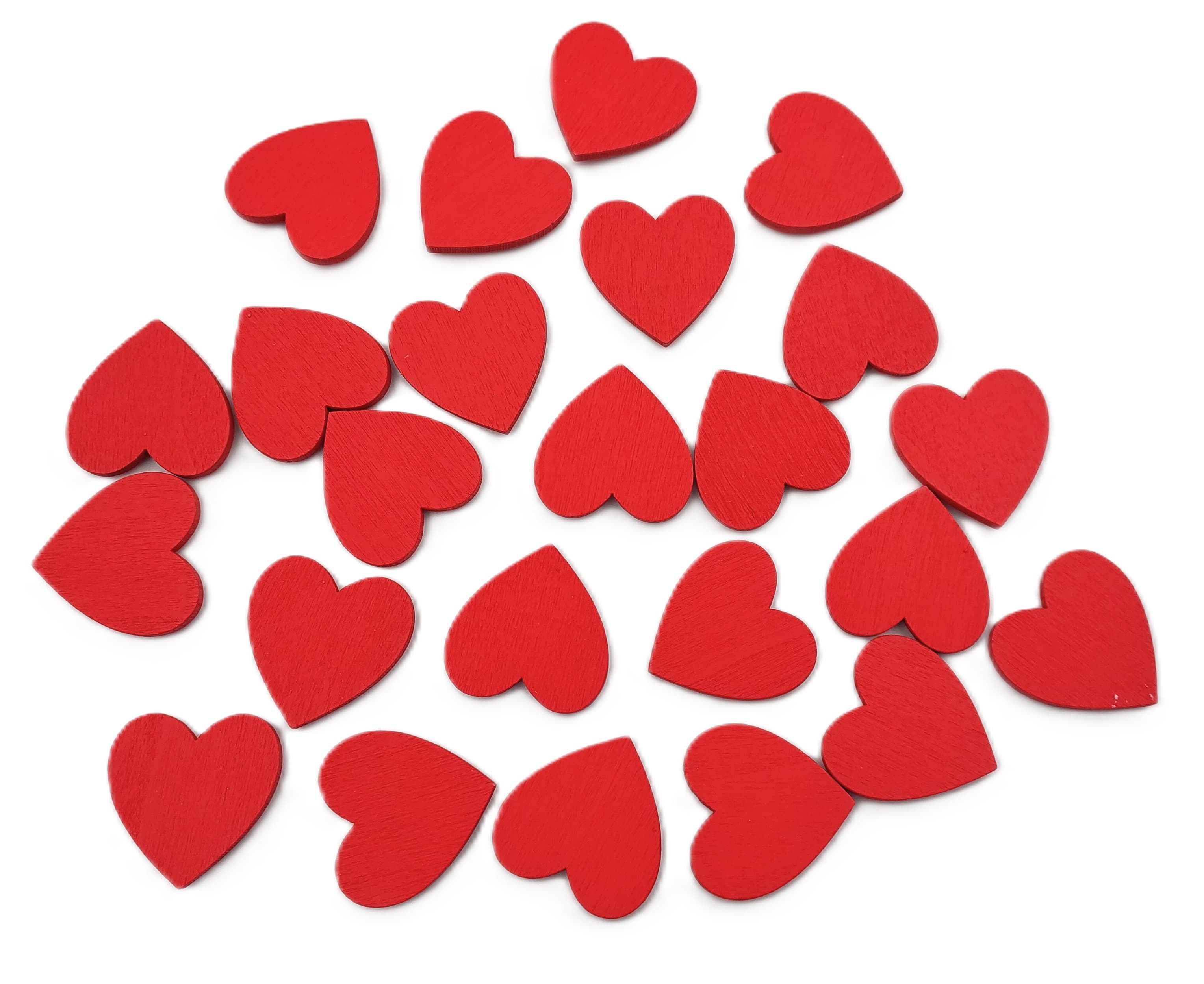 Przyklejki drewniane czerwone serca 2x2,5cm 24 szt