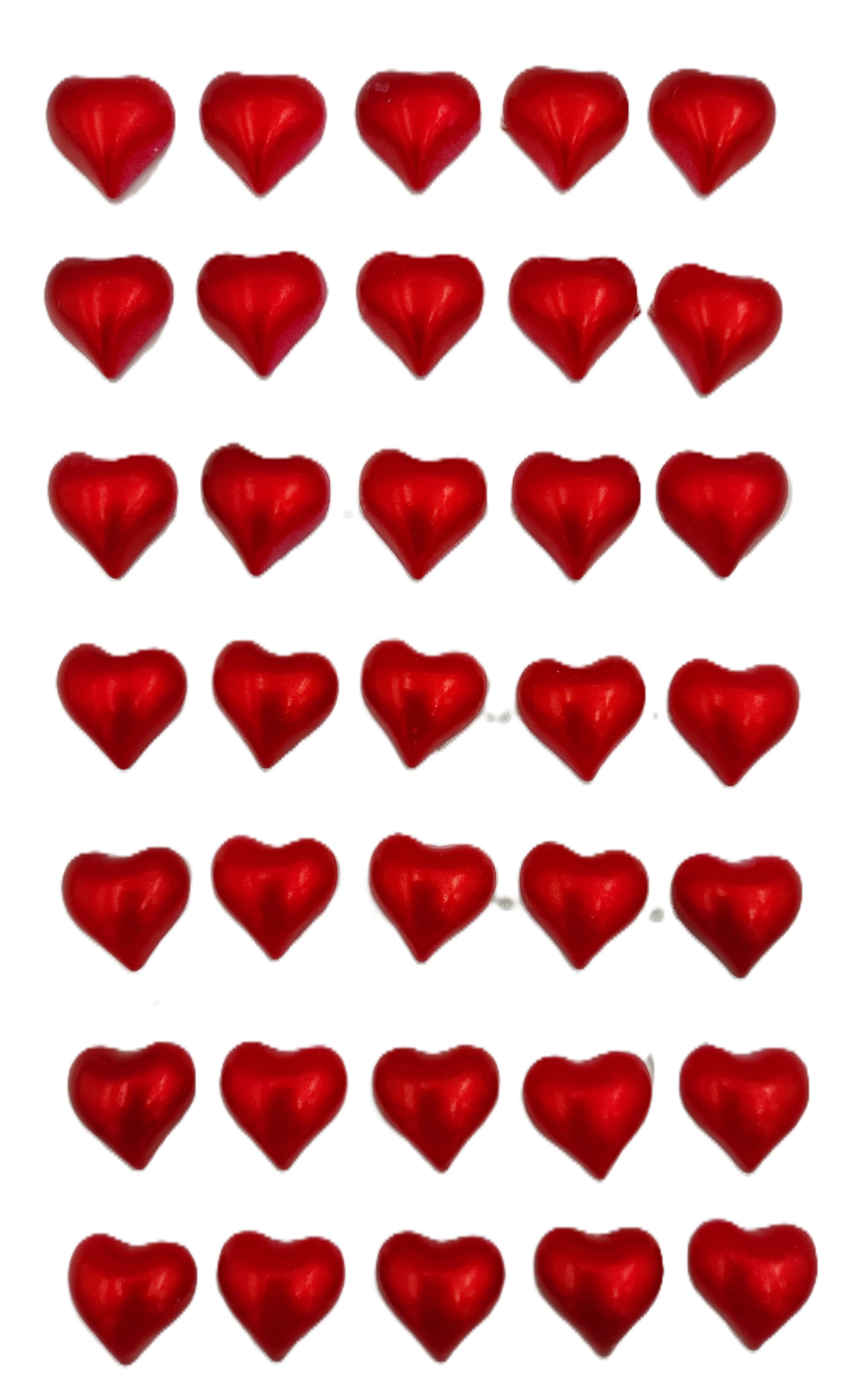 Dżety samoprzylepne perłowe czerwone serca 15mm/35