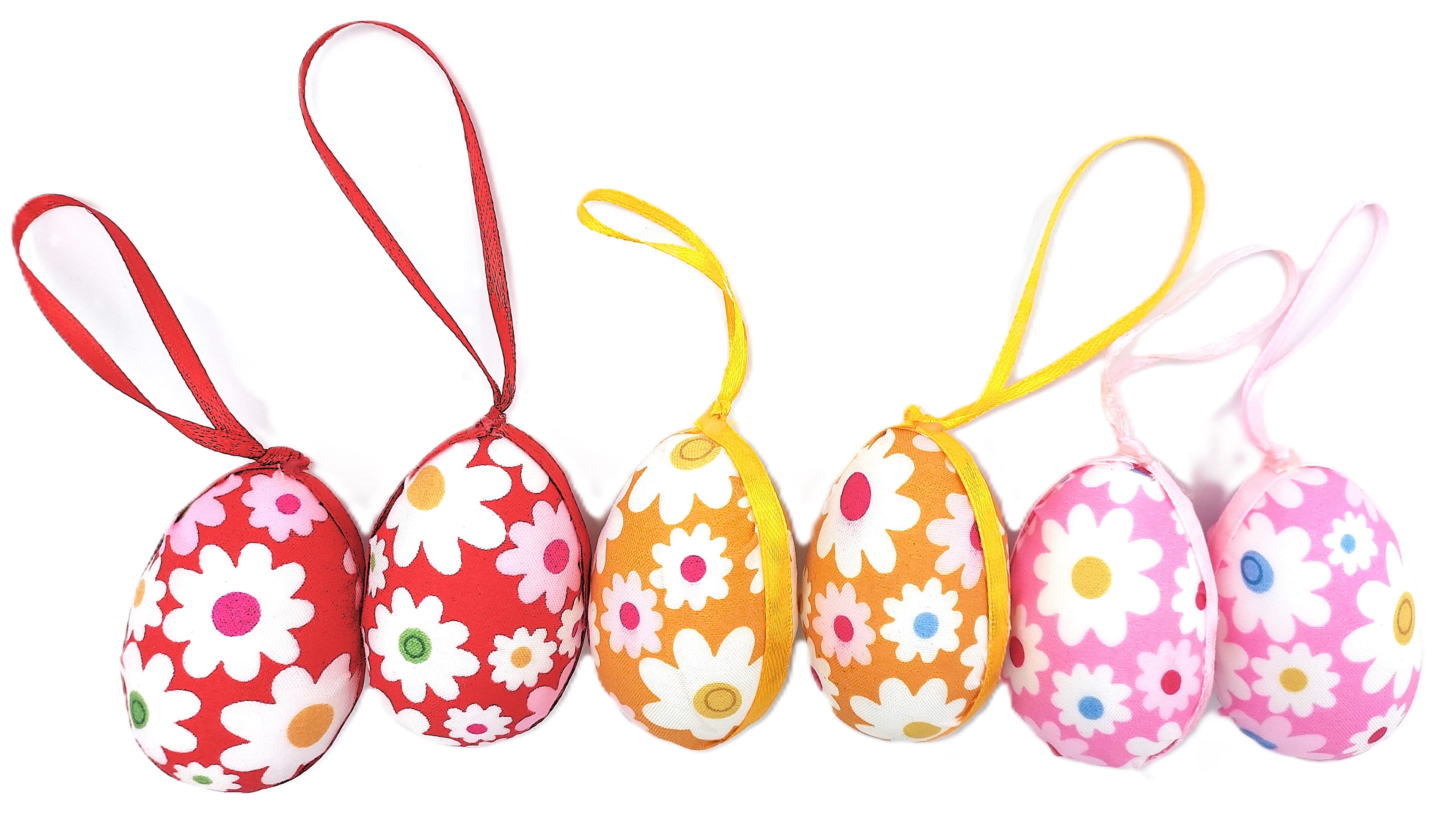 Jajka plastikowe z tkaniną w kwiaty mix 6sztuk 6cm