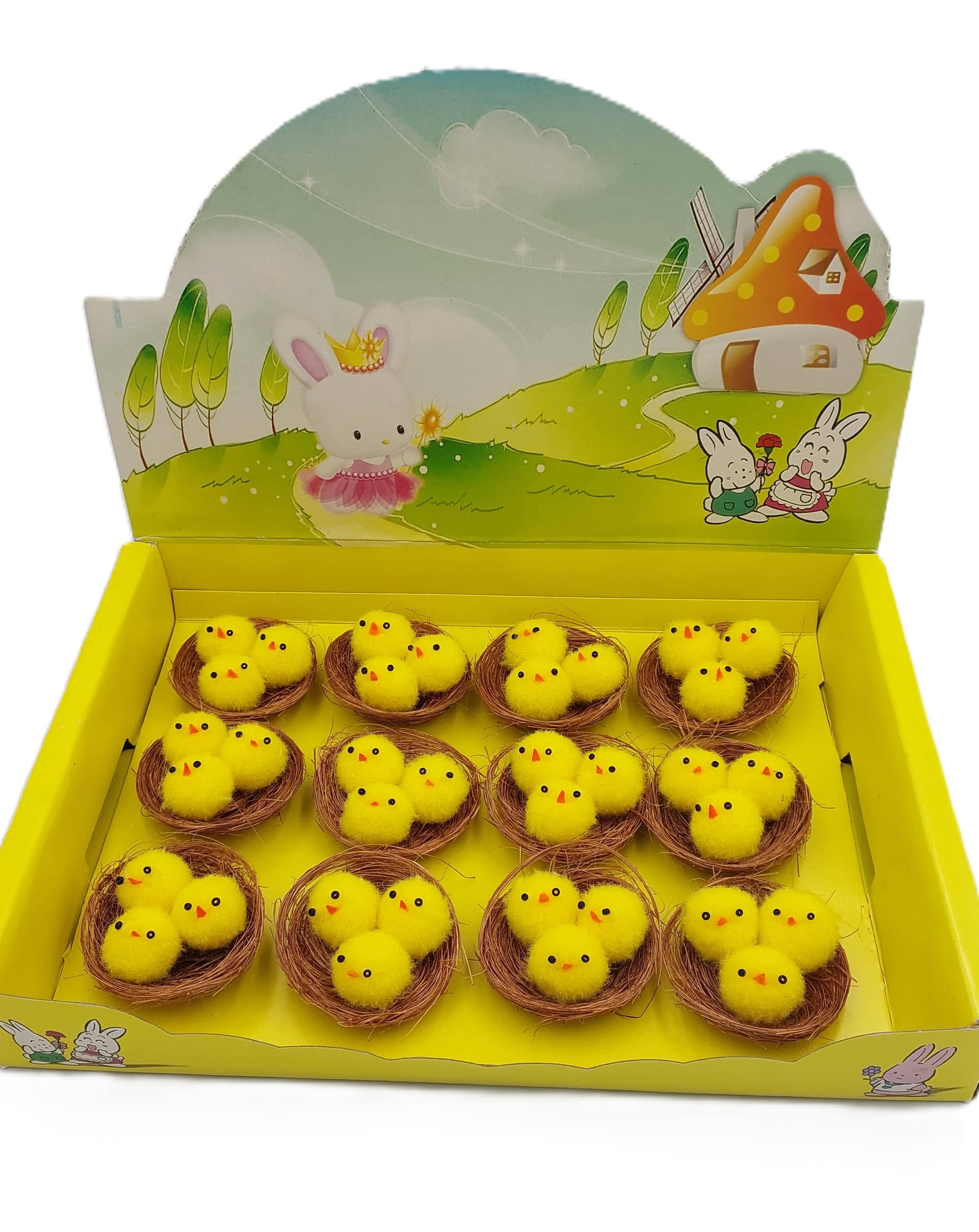 Kurczaki pisklęta w gniazdku żółte okrągłe 12sztuk