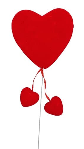 Serce welurowe NA PIKU - duże 9 cm CZERWONE 1 szt.