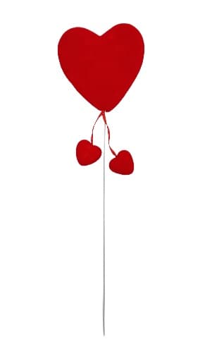 Serce welurowe NA PIKU - duże 9 cm CZERWONE 1 szt.