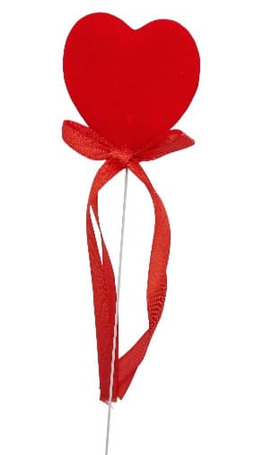 Serce welurowe NA PIKU 7 cm CZERWONE 1 szt.