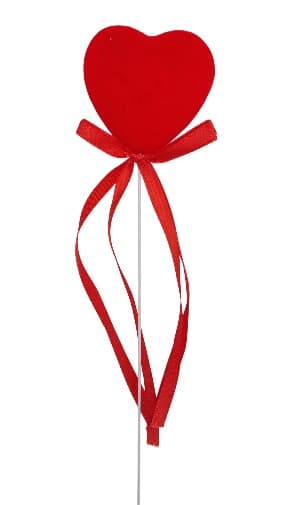 Serce welurowe NA PIKU 6 cm CZERWONE 1 szt.