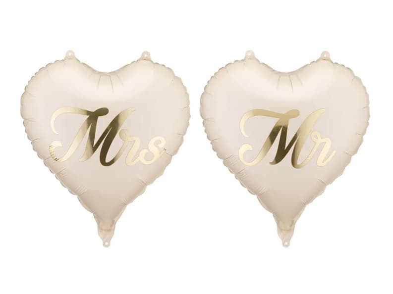 Balony foliowe serca MR i MRS, 45 cm, mix