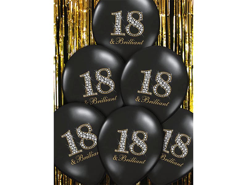 Balony 30cm, 18 & Brilliant, Pastel Black op. 6szt
