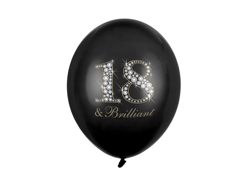 Balony 30cm, 18 & Brilliant, Pastel Black op. 6szt