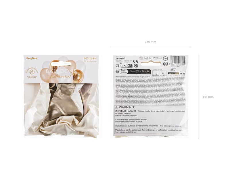 Zestaw balonów lateksowych, mix złoty op. 10szt