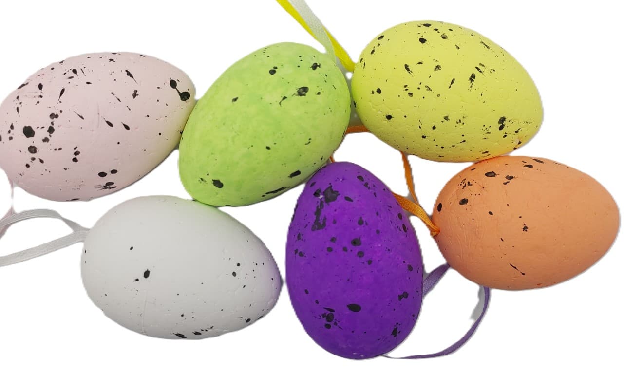 Jajko styropianowe zawieszka 70x50 mm 6 szt mix