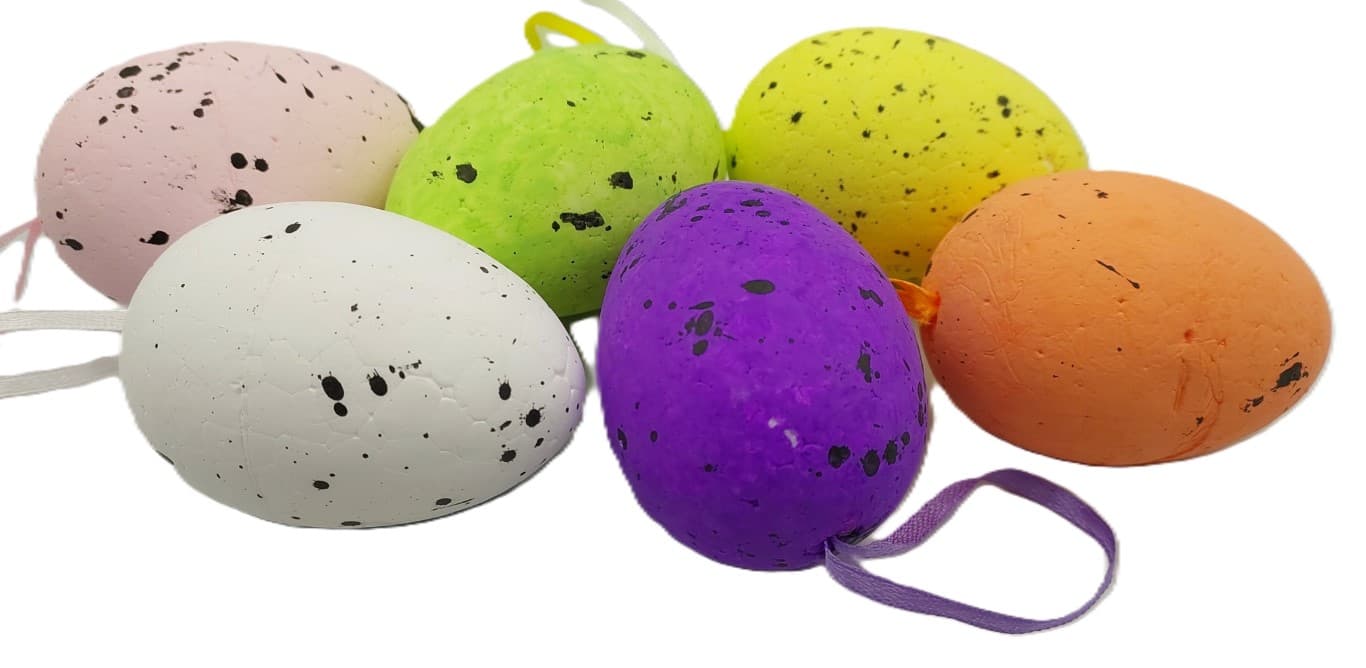 Jajko styropianowe zawieszka 70x50 mm 6 szt mix