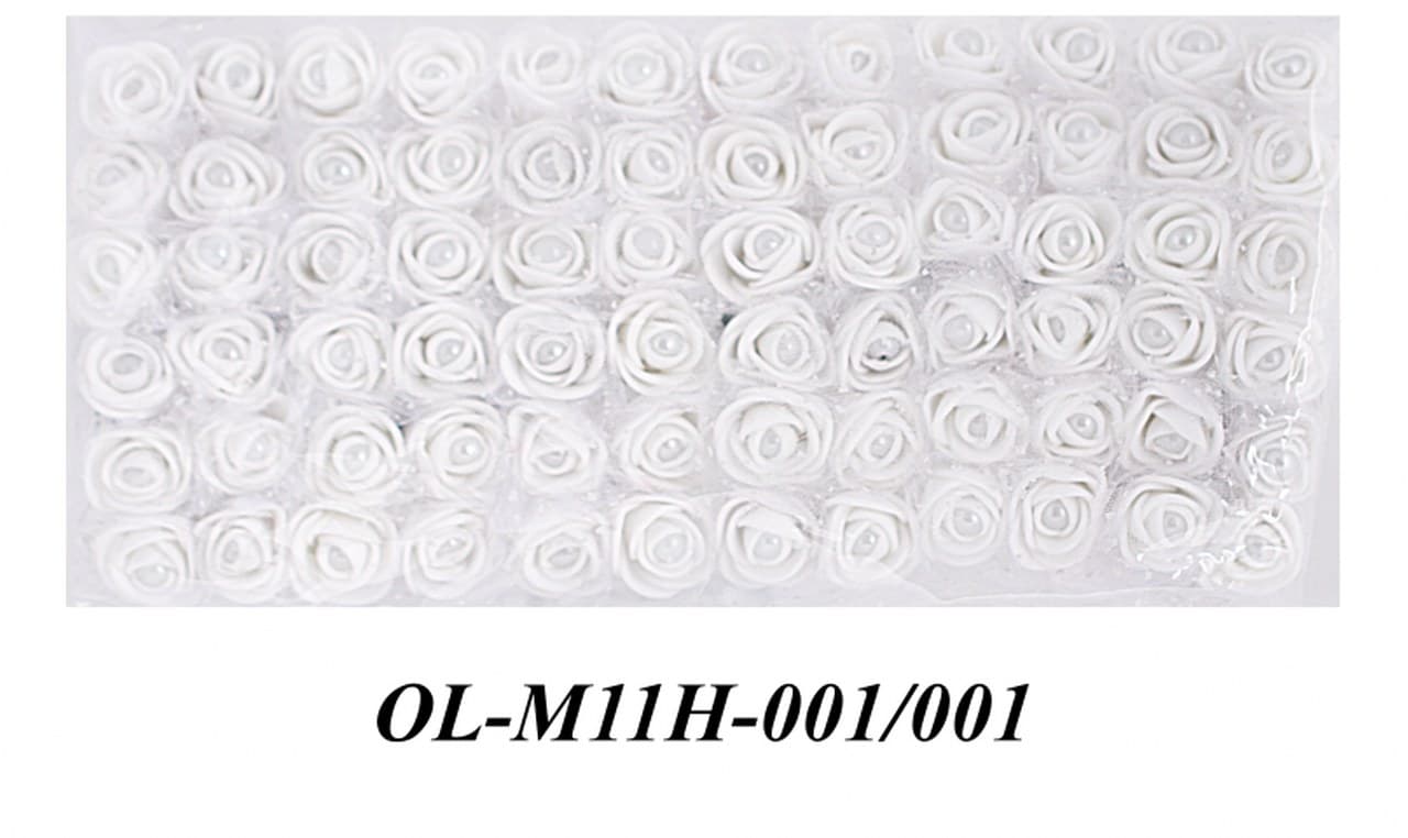 Piankowe kwiaty+perła+tiul, śr.2cm/6x12szt, białe