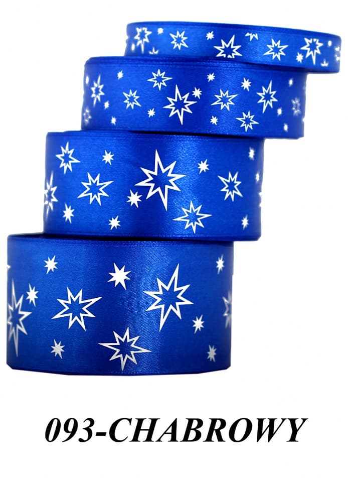 Wstążka satynowa gwiazdki, 12mm/22mb, chabrowa
